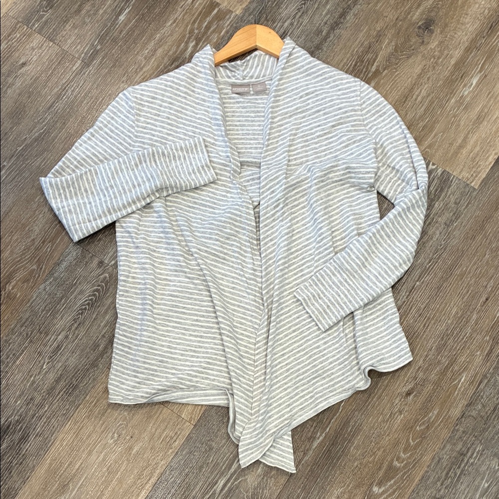 Small Cardigan Chico's Zenergy Gray and White Striped